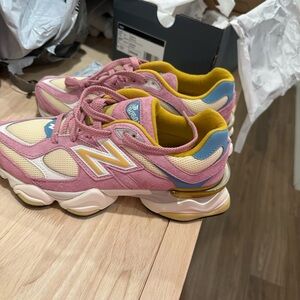 New Balance Women's Pink and Yellow Sneakers